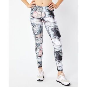 TEREZ Metallic Marble Graphic Patterned High Waisted Leggings XS